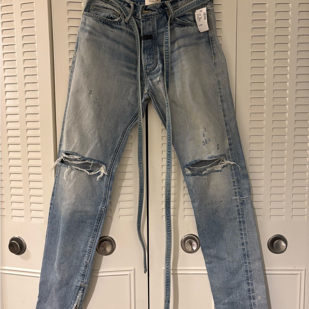 Fear of God Light Blue Ripped Skinny Jeans